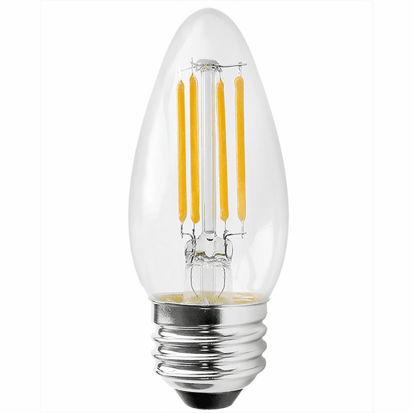 Cyber Tech Lighting LB60TCNC-D/WW-2PK 5.5W LED Dimmable Clear B11 Torpedo Candle Filament  Bulb+ Dim E26 2700K