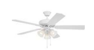 Westgate WFL-103-PC-5B-52-WH-WH 52" 5-Blade Ceiling Fan And Light, Wattage 19W, Color Temperature 3000K, Voltage 120V, White Finish - Ready Wholesale Electric Supply and Lighting