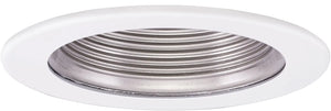 ELCO EL1493NW 4" Adjustable Step Baffle Trim - Nickel with White Trim - Ready Wholesale Electric Supply and Lighting