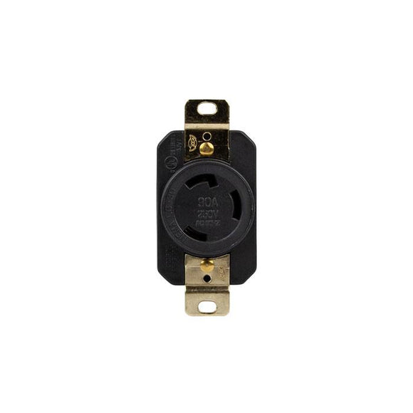 Enerlites 66460-BK - INDUSTRIAL GRADE, LOCKING RECEPTACLE, 30A, 250V, 2-POLE, 3-WIRE, NEMA L6-30R - Ready Wholesale Electric Supply and Lighting