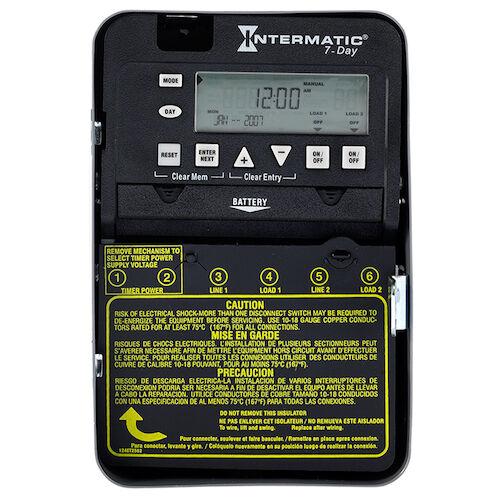 Intermatic ET1725C | 7-Day 2-Circuit Electronic Control, 120-277 VAC, 60 Hz, 2-SPST, Indoor Metal Enclosure - Ready Wholesale Electric Supply and Lighting