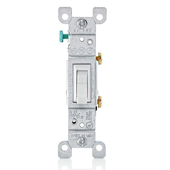 Leviton 1451 - 15 Amp, 120 Volt, Toggle Framed Single-Pole AC Quiet Switch, Residential Grade, Grounding, Quickwire Push-In & Side Wired - Ready Wholesale Electric Supply and Lighting