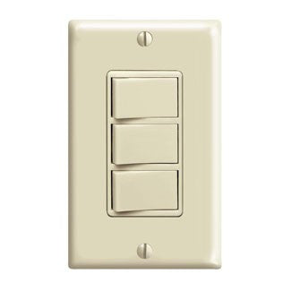 Leviton 1754 - 15 Amp 120 Volt/Device Total 20 Amp 120 Volt. Decora Three Rocker Combination Switches w/ Ground Screw Terminals and push-in wiring - Ready Wholesale Electric Supply and Lighting
