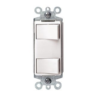Leviton 1754 - 15 Amp 120 Volt/Devices Total: 20 Amp 120 Volt. Decora Dual Rocker Combination Switch w/ Ground Screw Terminals and Push-in Wiring - Ready Wholesale Electric Supply and Lighting
