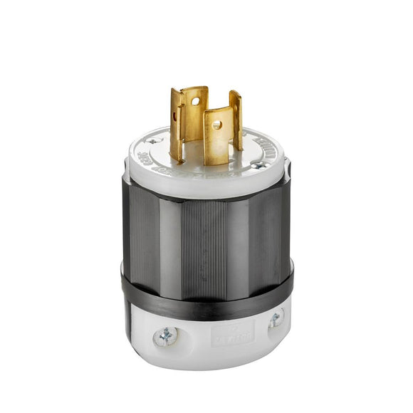 Leviton 2411 - Locking Plug, 20 Amp, 125/250 Volt, Industrial Grade - Black & White - Ready Wholesale Electric Supply and Lighting