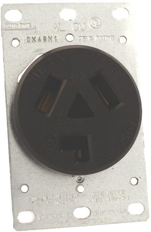 Leviton 5207 - 30 Amp, 125/250 Volt, NEMA 10-30R, 3P, 3W, Flush Mounting Receptacle, Straight Blade, Industrial Grade, Non-Grounding, Side Wired, Steel Strap - Black - Ready Wholesale Electric Supply and Lighting