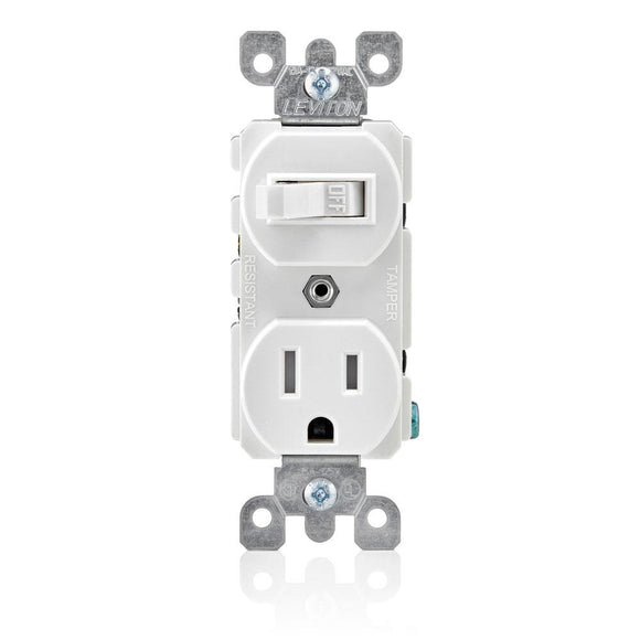 Leviton 5225 - Duplex Style Single-Pole / 5-15R Combination Switch - Ready Wholesale Electric Supply and Lighting