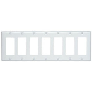 Leviton 80407 - 7-Gang Decora/GFCI Device Decora Wallplate/Faceplate, Standard Size, Painted Metal, Device Mount - Ready Wholesale Electric Supply and Lighting