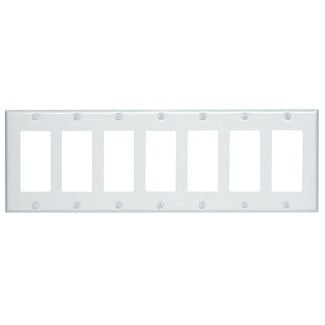 Leviton 80407 - 7-Gang Decora/GFCI Device Decora Wallplate/Faceplate, Standard Size, Painted Metal, Device Mount - Ready Wholesale Electric Supply and Lighting