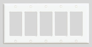 Leviton 80423 - 5-Gang Decora/GFCI Device Decora Wallplate/Faceplate, Standard Size, Thermoset, Device Mount - Ready Wholesale Electric Supply and Lighting