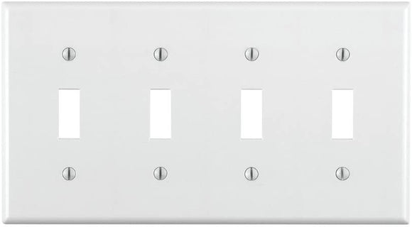 Leviton 88012 - 4-Gang Toggle Device Switch Wallplate, Standard Size, Thermoset, Device Mount - White - Ready Wholesale Electric Supply and Lighting