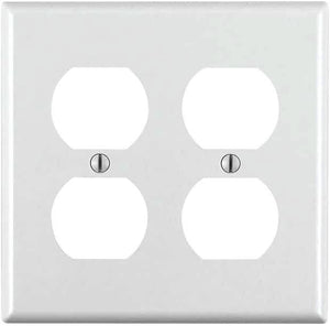 Leviton 88016 - 2-Gang Duplex Device Receptacle Wallplate, Standard Size, Thermoset, Device Mount - White - Ready Wholesale Electric Supply and Lighting