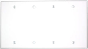 Leviton 88064 - 4-Gang No Device Blank Wallplate, Standard Size, Thermoset, Box Mount - White - Ready Wholesale Electric Supply and Lighting