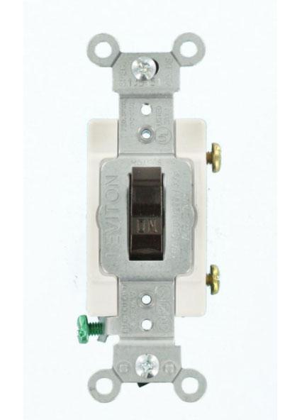 Leviton CS415 - 15 Amp, 120/277 Volt, Toggle 4-Way AC Quiet Switch, Commercial Spec Grade, Grounding, Side Wired - Ready Wholesale Electric Supply and Lighting
