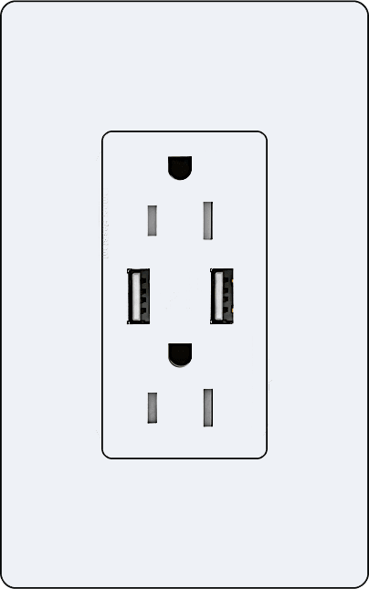 Lutron CAR-15-UBTR Designer Style (Gloss) 15A Dual USB Port, Tamper Resistant Receptacle - Ready Wholesale Electric Supply and Lighting