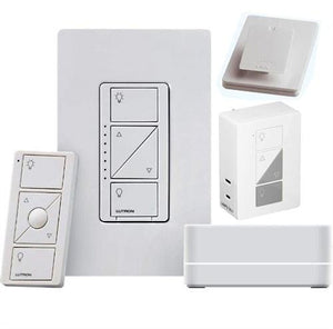 Lutron P-BDG-PKG1P Starter Kit with Smart Bridge, Plug-in Lamp Dimmer, Claro Wallplate, Pico Remote, Individual Tabletop Pedestal - Ready Wholesale Electric Supply and Lighting