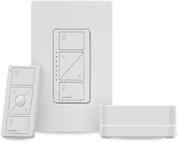 Lutron P-BDG-PKG1W - Caseta Wireless Dimmer Kit with Smart Bridge - White - Ready Wholesale Electric Supply and Lighting