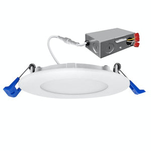 EnVisionLED LED-SL-PNL-4R-12W-5CCT-FR-WH 4" External J-Box Round Downlight: Slim-Line Fire Rated - Ready Wholesale Electric Supply and Lighting