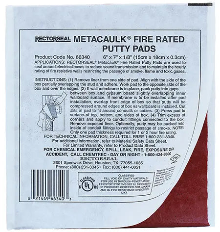 Dottie FRP67 6'' x 7'' x 1/8'' Fire Rated Putty Pad 3