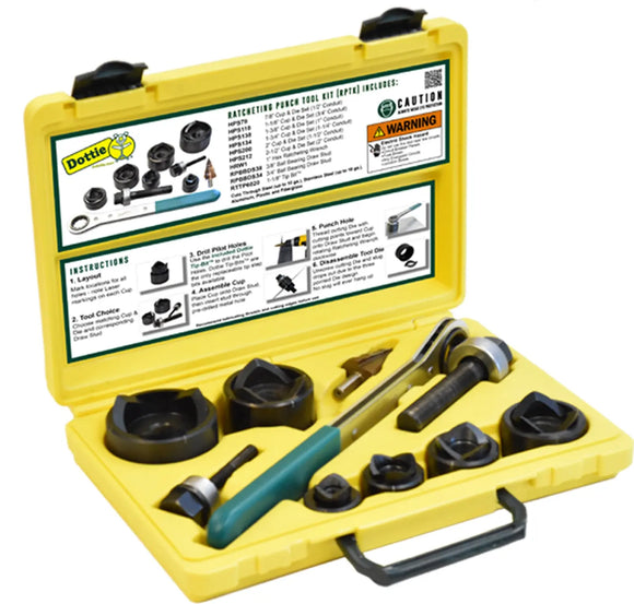 Dottie RPTK  1/2''-2'' Ratcheting Punch Tool Kit - Ready Wholesale Electric Supply and Lighting