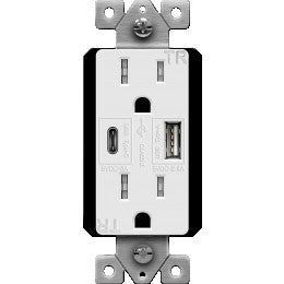 Enerlite 61501-TR2USB-1A1C-W Type C USB Receptacle - Ready Wholesale Electric Supply and Lighting