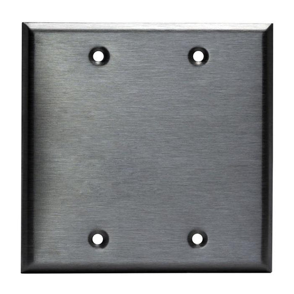 Enerlite 7702 2-Gang, Stainless Steel Commercial Grade Blank Metal Plate - Ready Wholesale Electric Supply and Lighting