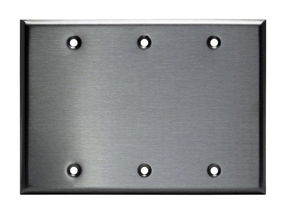 Enerlite 7703 3-Gang, Stainless Steel Commercial Grade Blank Metal Plate - Ready Wholesale Electric Supply and Lighting