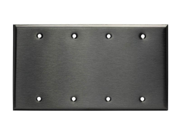 Enerlite 7704 4-Gang, Stainless Steel Commercial Grade Blank Metal Plate - Ready Wholesale Electric Supply and Lighting