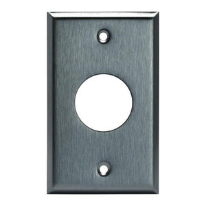 Enerlite 7751 1-Gang, Single Receptacle Metal Plate, 1.406" Dia. Hole, Stainless Steel, Commercial Grade - Ready Wholesale Electric Supply and Lighting