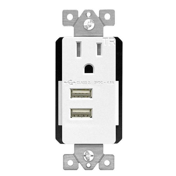 Enerlites  61200-TR2USB-CU - USB Receptacle 4.8A Ultra High Speed Interchangeable USB Charger Receptacle - Ready Wholesale Electric Supply and Lighting