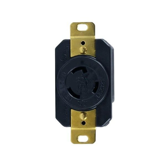 Enerlites 66400-BK - INDUSTRIAL GRADE, LOCKING RECEPTACLE, 20A, 125V, 2-POLE, 3-WIRE, NEMA L5-20R - Ready Wholesale Electric Supply and Lighting