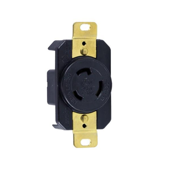 Enerlites 66410-BK - INDUSTRIAL GRADE, LOCKING RECEPTACLE, 20A, 250V, 2-POLE, 3-WIRE, NEMA L6-20R - Ready Wholesale Electric Supply and Lighting