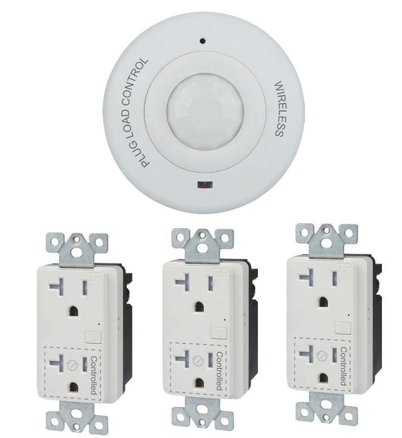 Enerlites PLBPC(1)+PL20R(3) Combo - 1 X WIRELESS PLUG LOAD CEILING SENSOR + 3 X WIRELESS PLUG LOAD RECEPTACLE - Ready Wholesale Electric Supply and Lighting