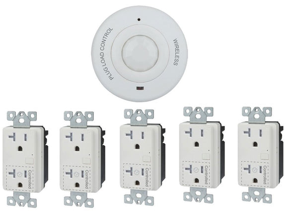 Enerlites PLBPC(1)+PL20R(5) Combo - 1 X WIRELESS PLUG LOAD CEILING SENSOR + 5 X WIRELESS PLUG LOAD RECEPTACLE - Ready Wholesale Electric Supply and Lighting