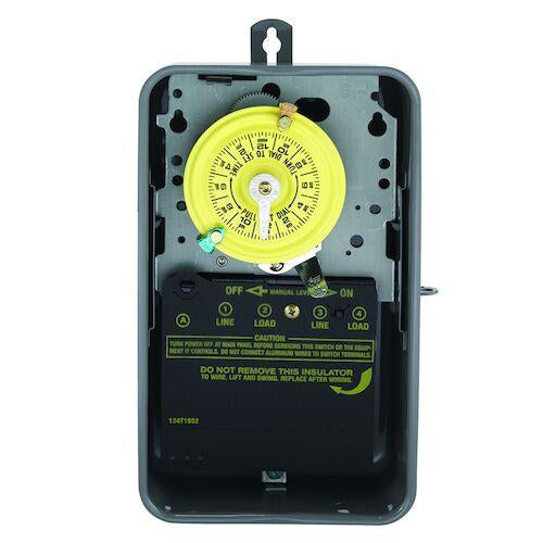 Intermatic T104R | 24-Hour Mechanical Time Switch, 208-277 VAC, 60Hz, DPST, Indoor/Outdoor Metal Enclosure, 1 Hour Interval - Ready Wholesale Electric Supply and Lighting