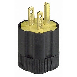 Leviton 113 - 15 Amp, 125 Volt, NEMA 5-15P, 2-Pole, 3-Wire Grounding Plug, Straight Blade, Residential Grade - Black - Ready Wholesale Electric Supply and Lighting