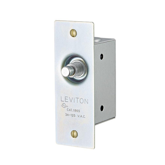 Leviton 1865 - 3 Amp, 125 Volt, Single-Pole, Doorjamb w/Jamb Box Switch, Single Circuit Momentary, NORMALLY ON, Commercial Grade - Brass - Ready Wholesale Electric Supply and Lighting