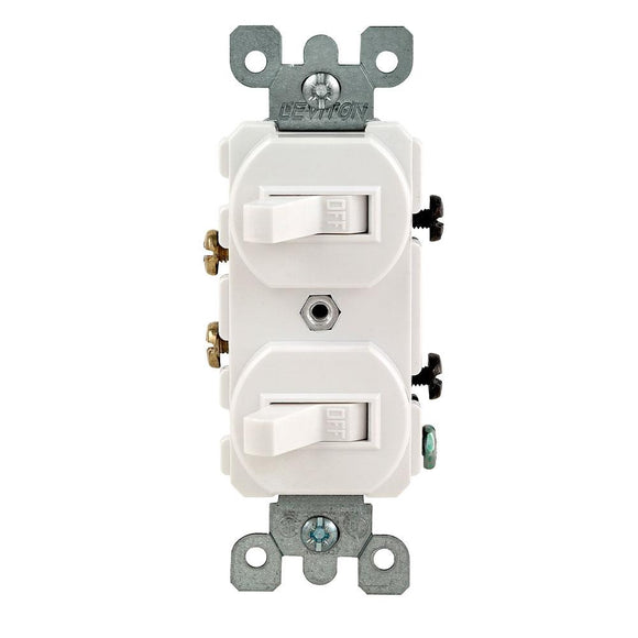 Leviton 5224-2W - Duplex Style Single-Pole / Single-Pole Combination Switch - Ready Wholesale Electric Supply and Lighting
