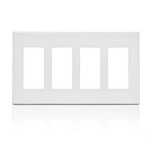 Leviton 80312-SW - 4-Gang Decora Plus Screwless Wallplate - Ready Wholesale Electric Supply and Lighting