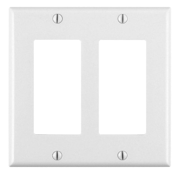Leviton 80409 - Roll over to zoom CHOOSE A COLOR 2-Gang Decora/GFCI Device Decora Wallplate/Faceplate, Standard Size, Thermoset, Device Mount - Ready Wholesale Electric Supply and Lighting
