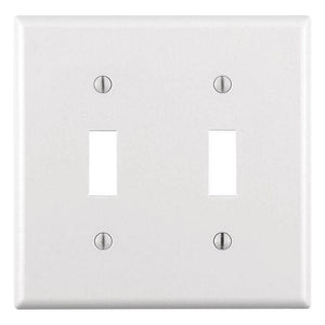 Leviton 88009 - 2-Gang Toggle Device Switch Wallplate, Standard Size, Thermoset, Device Mount - White - Ready Wholesale Electric Supply and Lighting