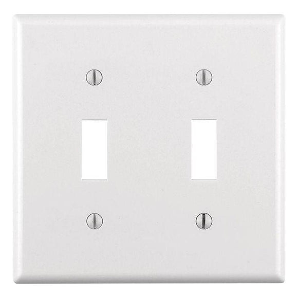 Leviton 88009 - 2-Gang Toggle Device Switch Wallplate, Standard Size, Thermoset, Device Mount - White - Ready Wholesale Electric Supply and Lighting