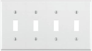 Leviton 88012 - 4-Gang Toggle Device Switch Wallplate, Standard Size, Thermoset, Device Mount - White - Ready Wholesale Electric Supply and Lighting