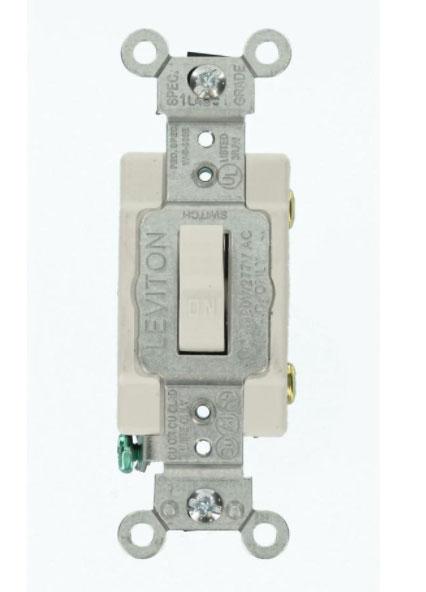 Leviton CS115 - 15 Amp, 120/277 Volt, Toggle Single-Pole AC Quiet Switch, Commercial Spec Grade, Grounding, Side Wired - Ready Wholesale Electric Supply and Lighting