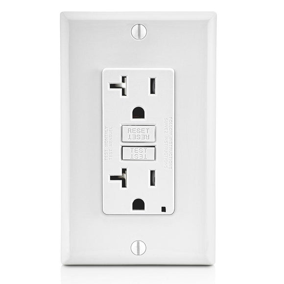 Leviton GFTR2 - 20 Amp, 125 Volt Receptacle/Outlet, 20 Amp Feed-Through, Tamper-Resistant, Self-test SmartlockPro Slim GFCI - Ready Wholesale Electric Supply and Lighting