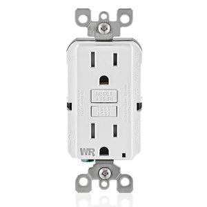 Leviton GFWT1 - 15 Amp, 125 Volt Receptacle/Outlet, 20 Amp Feed-Through, Self-test SmartlockPro Slim Weather & Tamper-Resistant GFCI - Ready Wholesale Electric Supply and Lighting