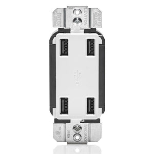 Leviton USB4P - 4.2A 4-Port USB Type-A Wall Outlet Charger - Ready Wholesale Electric Supply and Lighting