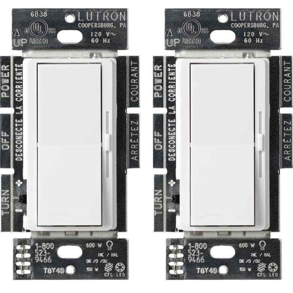 Lutron DVCL-153P-WH-2 Diva (gloss) CL Single Pole/3-Way Dimmer (2 Pack) - Ready Wholesale Electric Supply and Lighting