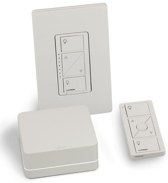Lutron P-BDGPRO-PKG1W Starter Kit with Smart Bridge PRO, In-wall Dimmer, Claro Wallplate, Pico Remote - Ready Wholesale Electric Supply and Lighting