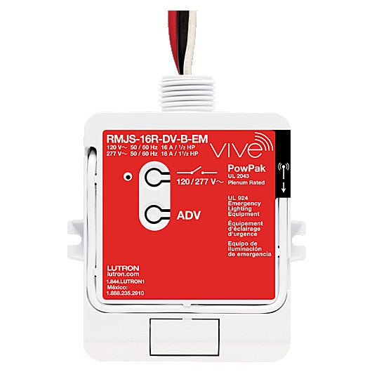 Lutron RMJS-16R-DV-B-EM Vive PowPak 120/277V, 16A, Relay Module with S ...